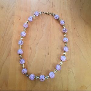 Beautiful Pink Murano Italian Glass Bead Necklace