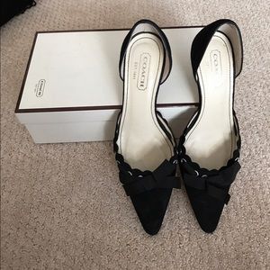 Adorable Coach black suede kitten heel