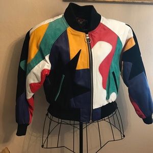 Retro leather jacket multi color