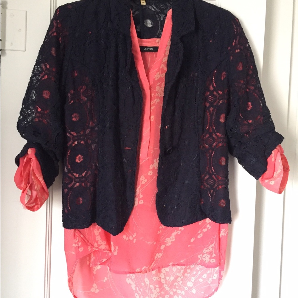Navy Lace Blazer
