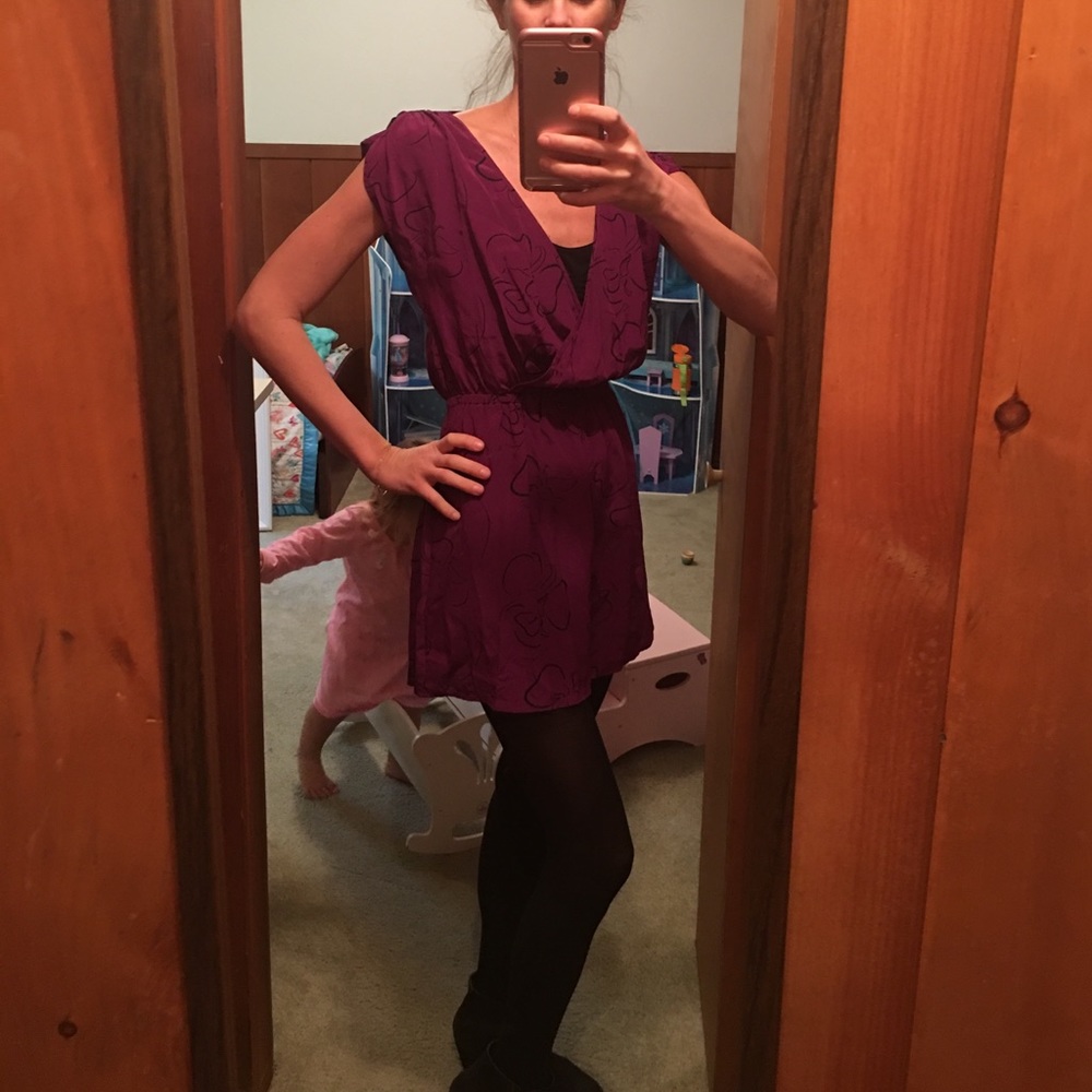 Purple mini silk dress