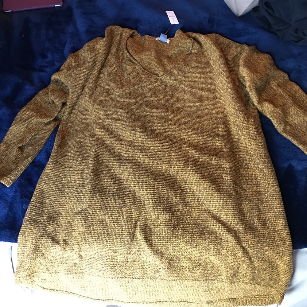 Sweater shirt mustard brown yellow knit XL