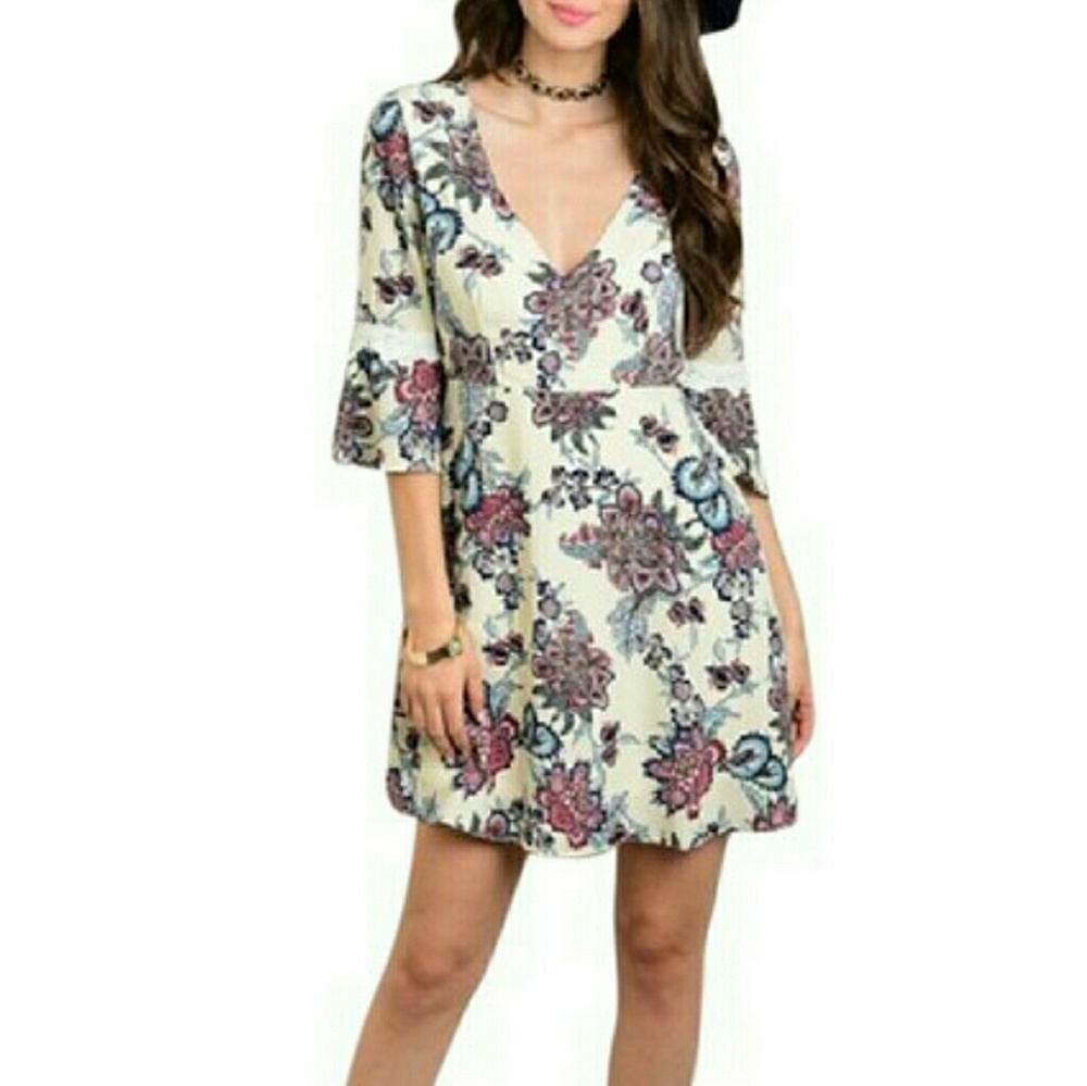 "Chloe" Floral Indigo Dress