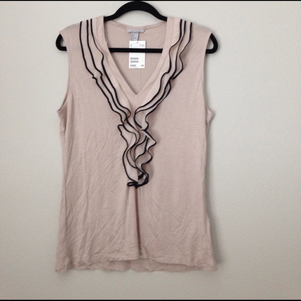 H&M Sheer Pink Ruffled Blouse