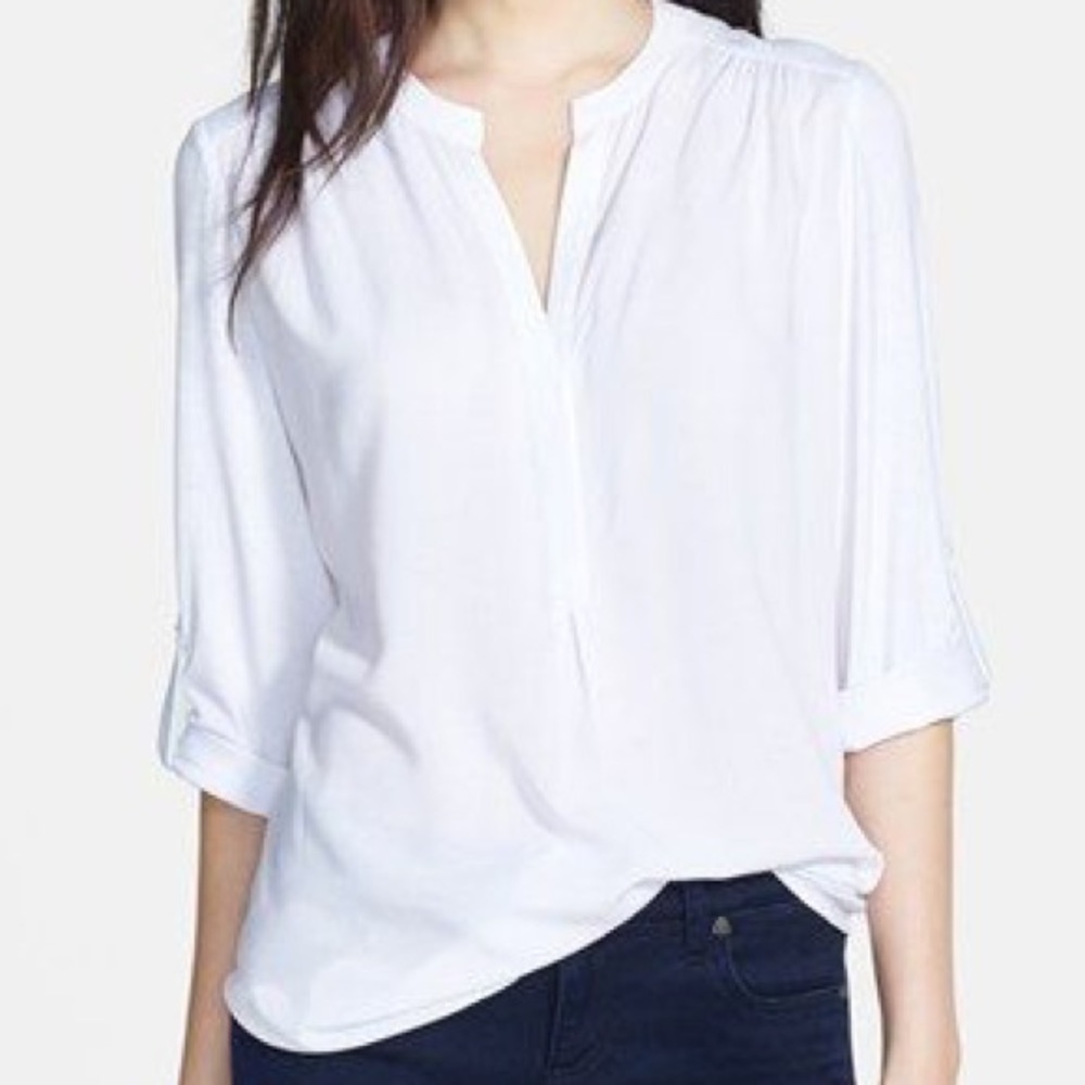 Pleione White Mixed Media Tunic