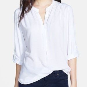 Pleione White Mixed Media Tunic