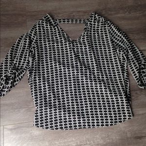 Pleione black and white blouse. Cross back. Size M Pleione black and white blouse. Cross back. Size M