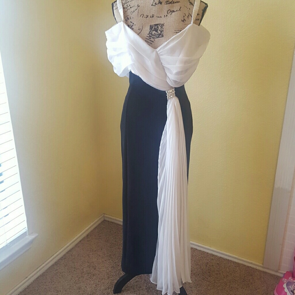 White and black gown