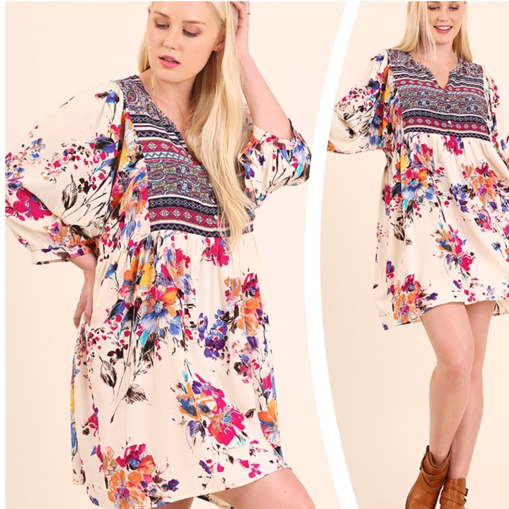 FLORAL PEASANT TUNIC OR MINI