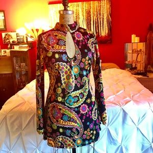 Psychedelic 1960's Mod Retro Paisley Dress