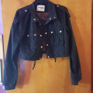 Black cropped military style jacket