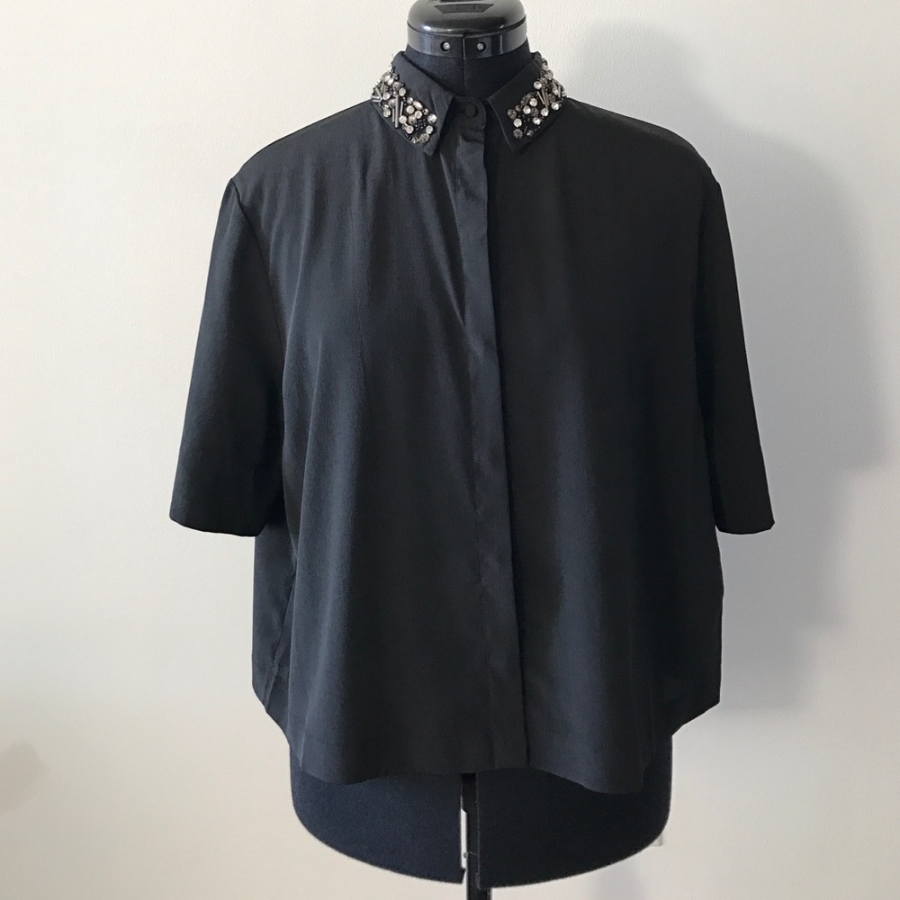 Topshop Silk Embellished Blouse