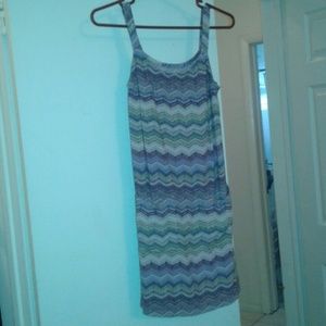 SALE! Vintage Dress Purple with pockets built in bra horizontal zigzag stripes