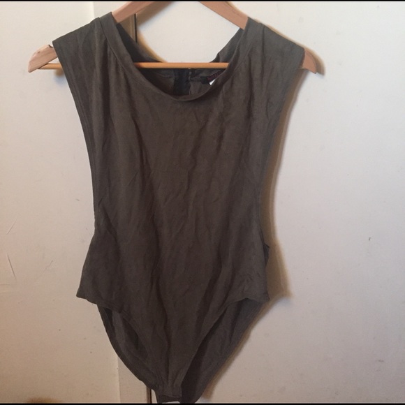 Tops - Suede like olive green bodysuit size L