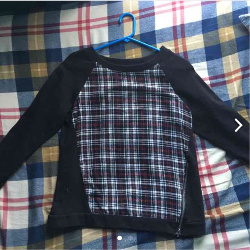 Black plaid sweater