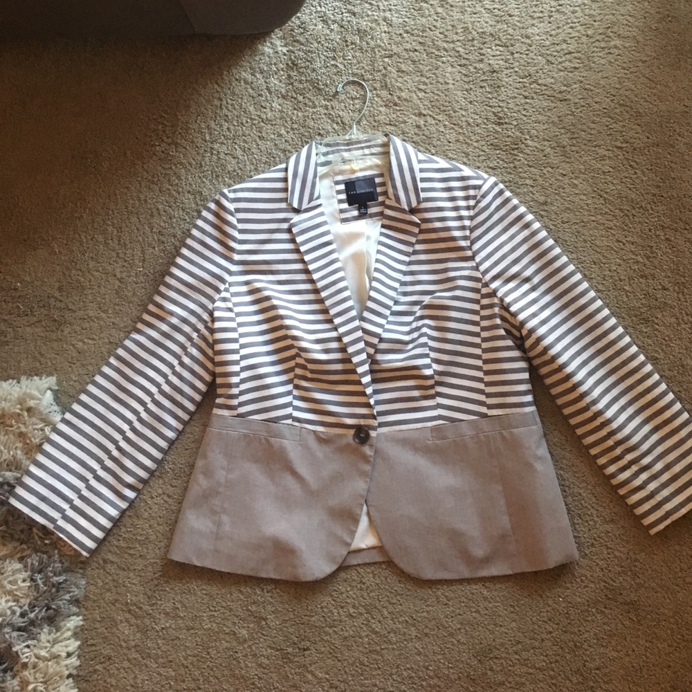 The Limited gray and white striped blazer NWOT