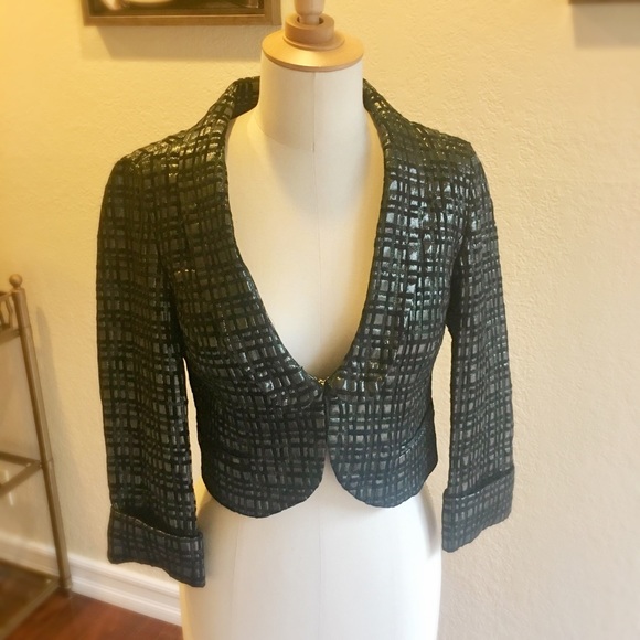 ✅NWT Poleci Cropped Shine Blazer - Picture 2 of 4