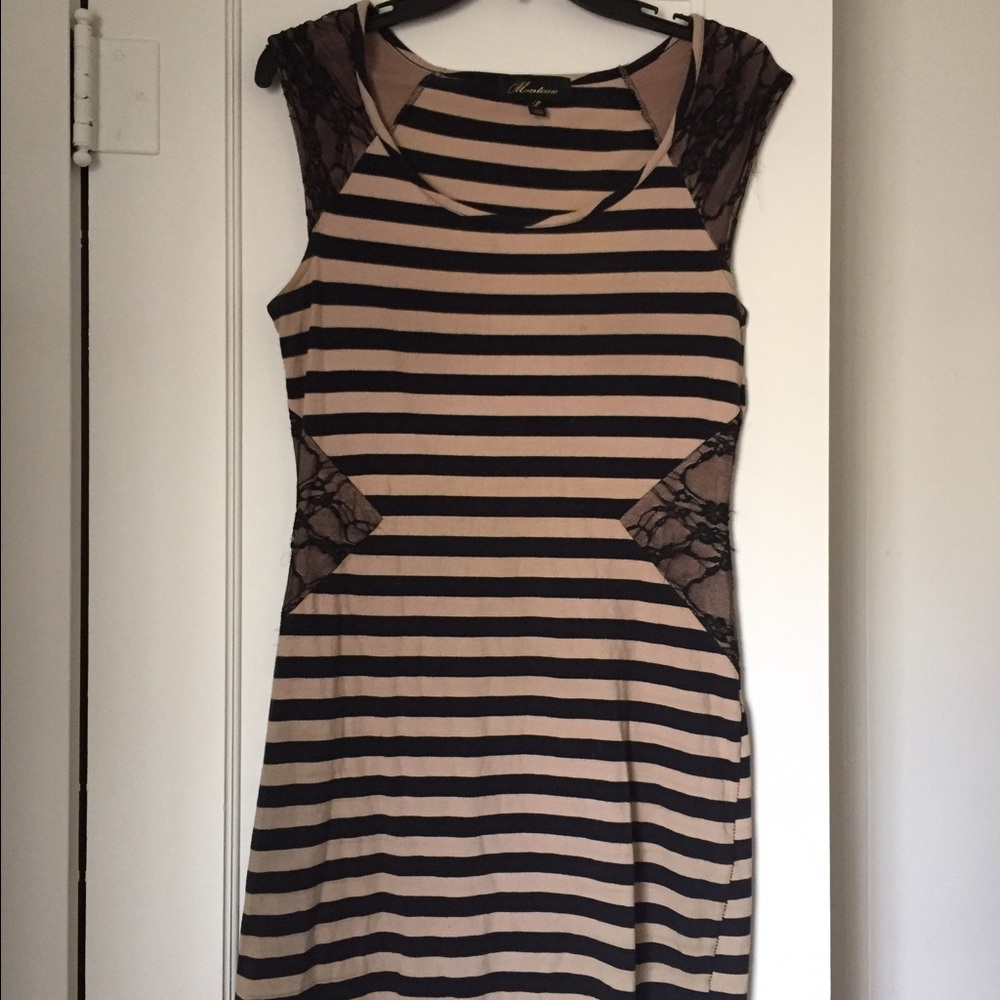 Black Lace Striped Dress