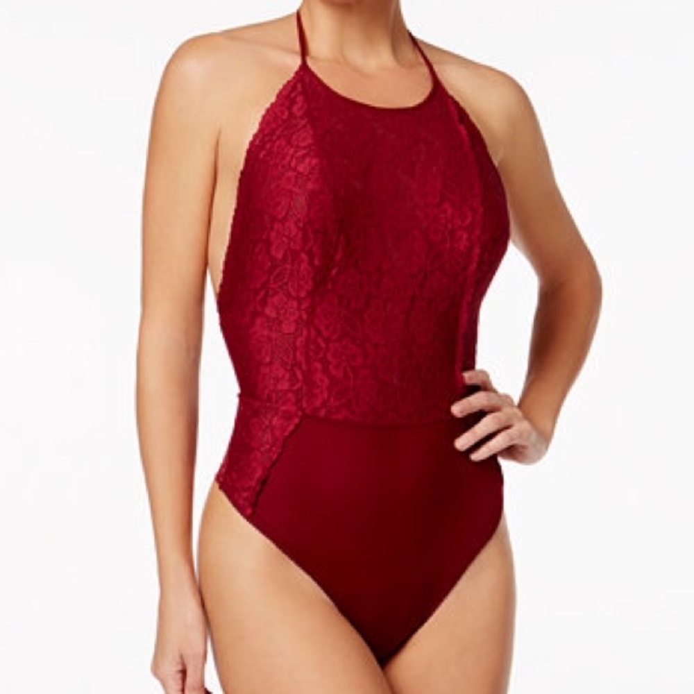 Wine Lace Bodysuit • by Free People