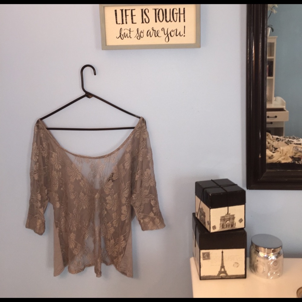 Silver & Grey Lace Top with Open Back