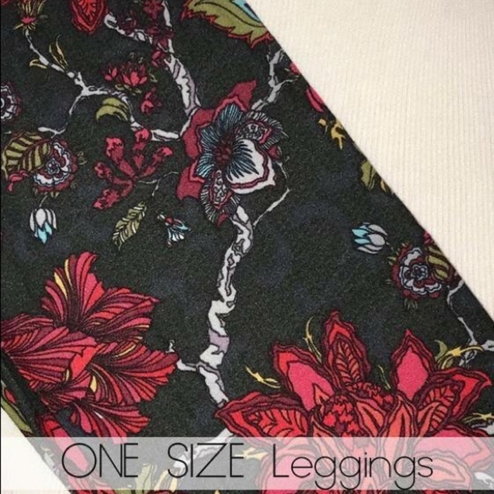 Worn once LuLaRoe leggings OS black floral