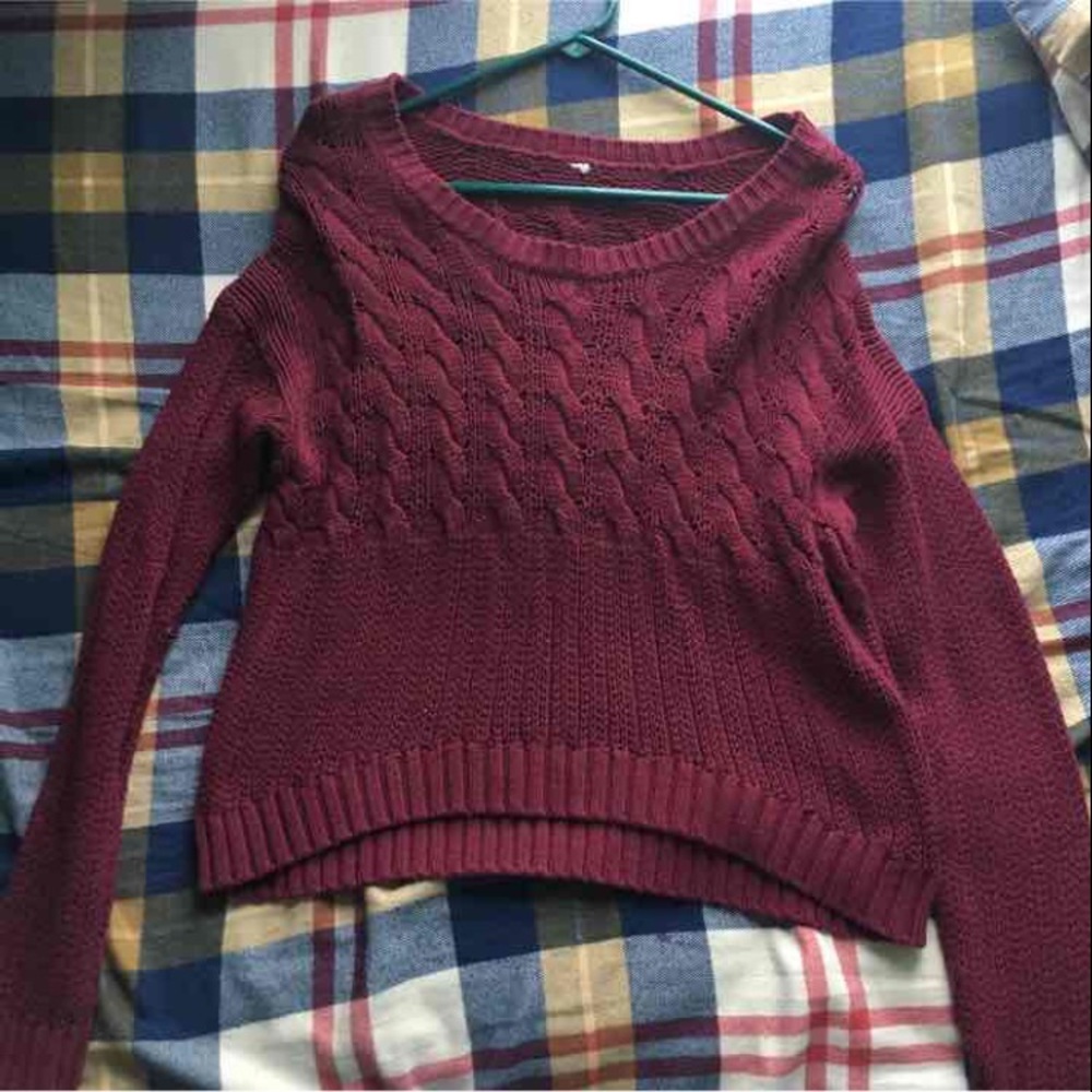 AE Burgundy Crop Sweater