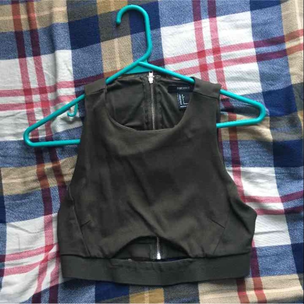 Zipped crop top green