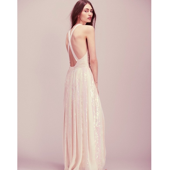 Free People Dresses & Skirts - 🆕 Free People Blush Striped Sequin Maxi