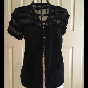 🎉 BIG SALE! Michael Simon Black Ruffle Cardigan