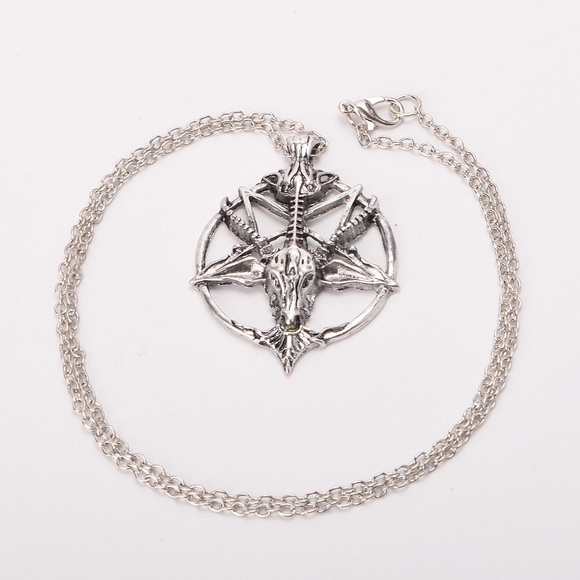 Baroque Vintage Jewelry - Baphomet Silver Pentagram Occult LHP Necklace