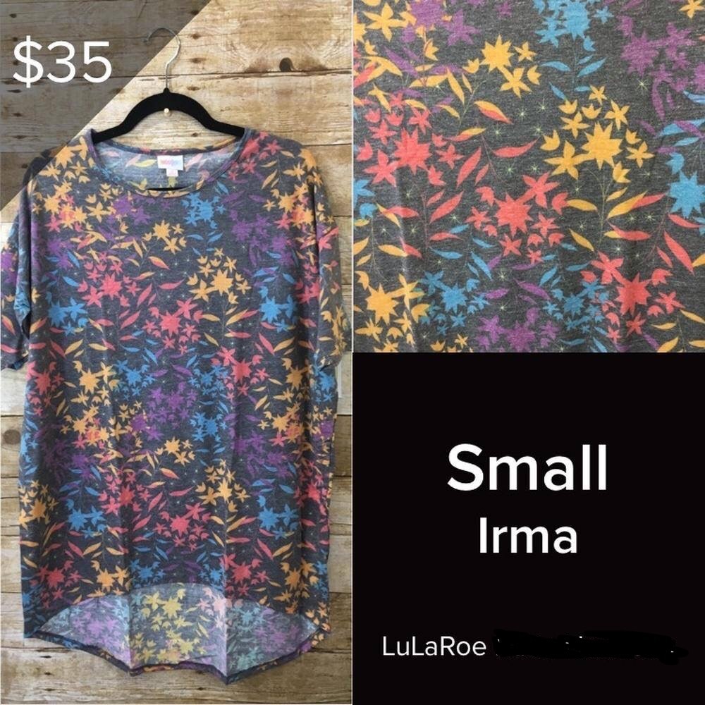 BNWT LuLaRoe Irma tunic S grey and floral
