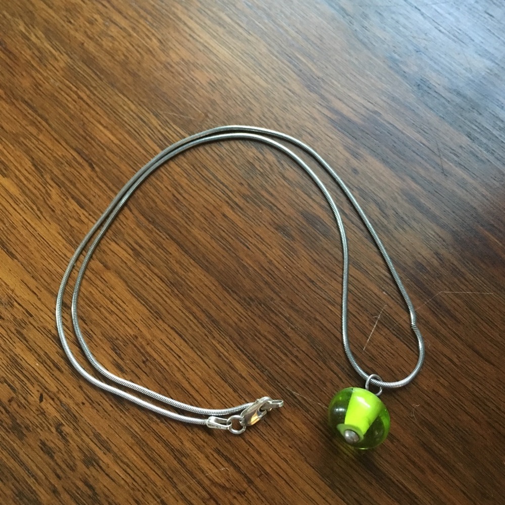 Sterling silver necklace with glass bead