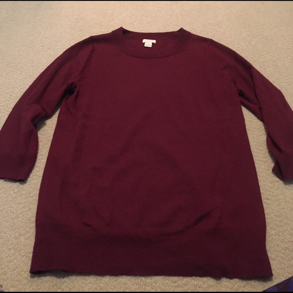 SOLD! JCrew 3/4 sleeve merino wool sweater.