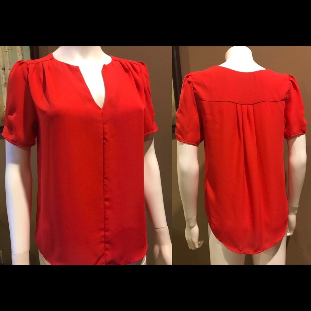 Cathleen Split-neck Tulip-sleeve Blouse