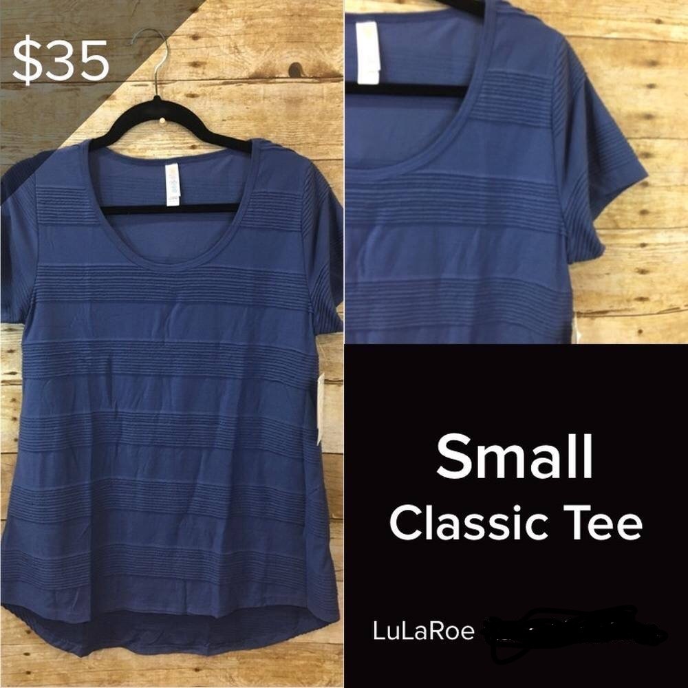 BNWT LuLaRoe Classic T size S navy ruffle stripes