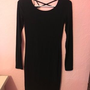 Sexy long sleeve dress with open back
