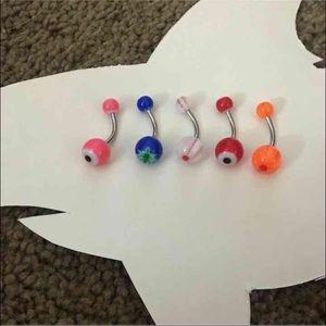 Lot of 5 belly naval rings