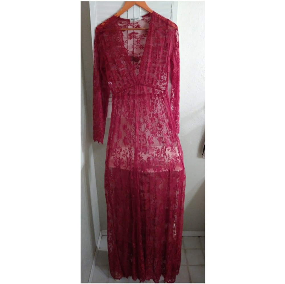 Wine Colored Lace Overlay