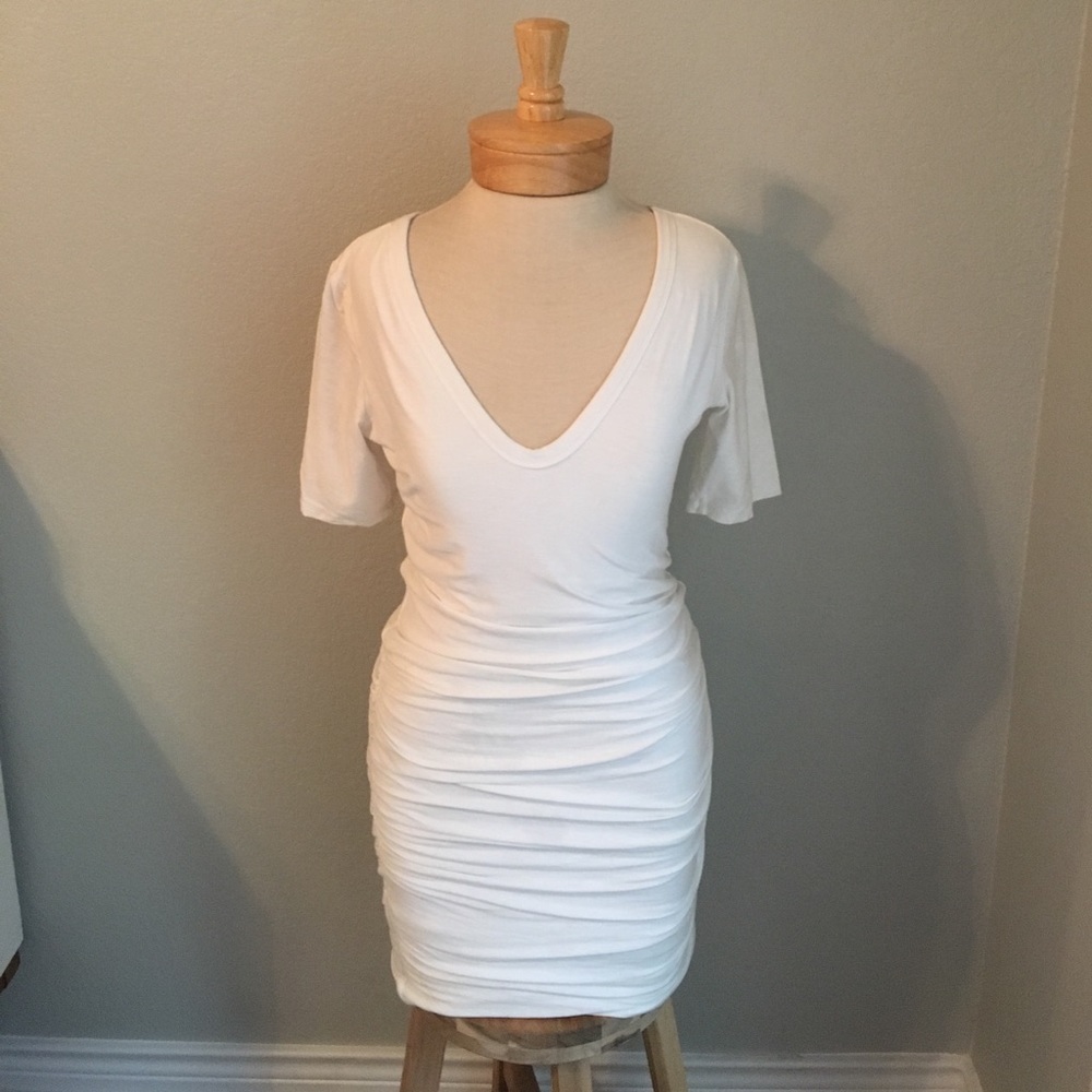 James Perse Rouched Cotton Jersey Dress