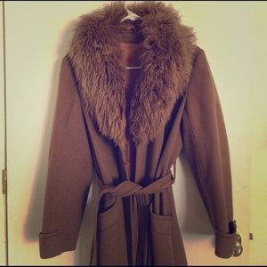 Vintage Wool Coat with Fur Trim