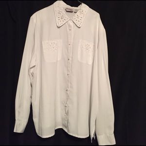 White button down the front blouse