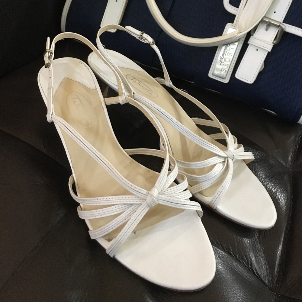 Talbots White heeled sandals, size 8.5, 2" heel