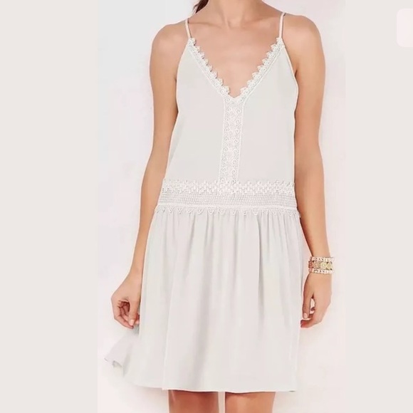 LC Lauren Conrad White Lace Trim Drop Waist Dress - Picture 5 of 7