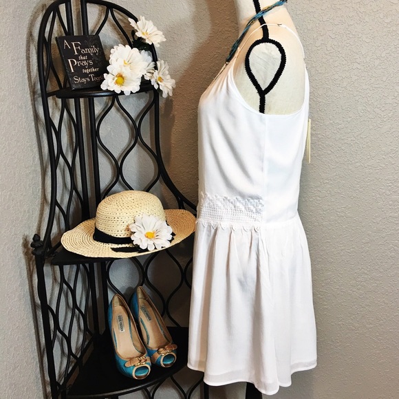 LC Lauren Conrad White Lace Trim Drop Waist Dress - Picture 3 of 7