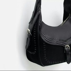 Zara Genuine Leather Handbag with Woven Detail