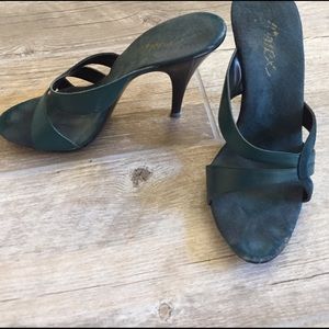 Teal leather heels