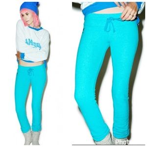 NWT-Wildfox Malibu Skinny Sweats, Teal-Small
