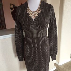 Brown Low-Cut Dress