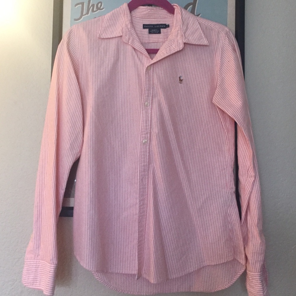 Ralph Lauren pink and white pin stripe top