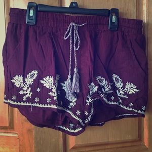 Cotton Maroon Shorts